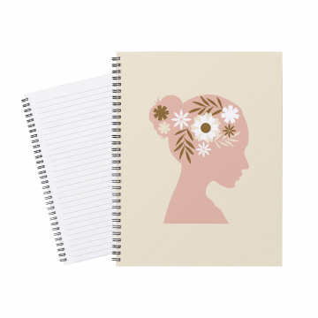 Notebook Lady hair White Flowers